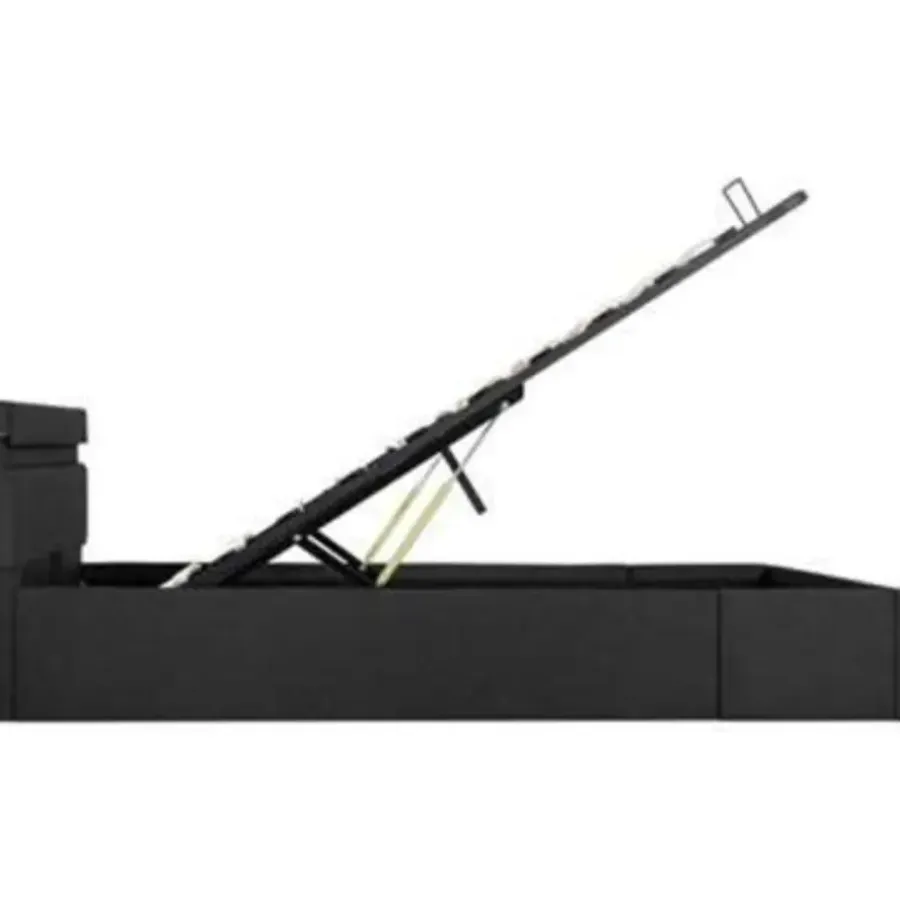 vidaXL - Bed met opbergruimte en LED - Donkergrijs - Stof - 140x200 cm