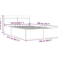 vidaXL - Bed met opbergruimte en LED - Donkergrijs - Stof - 140x200 cm