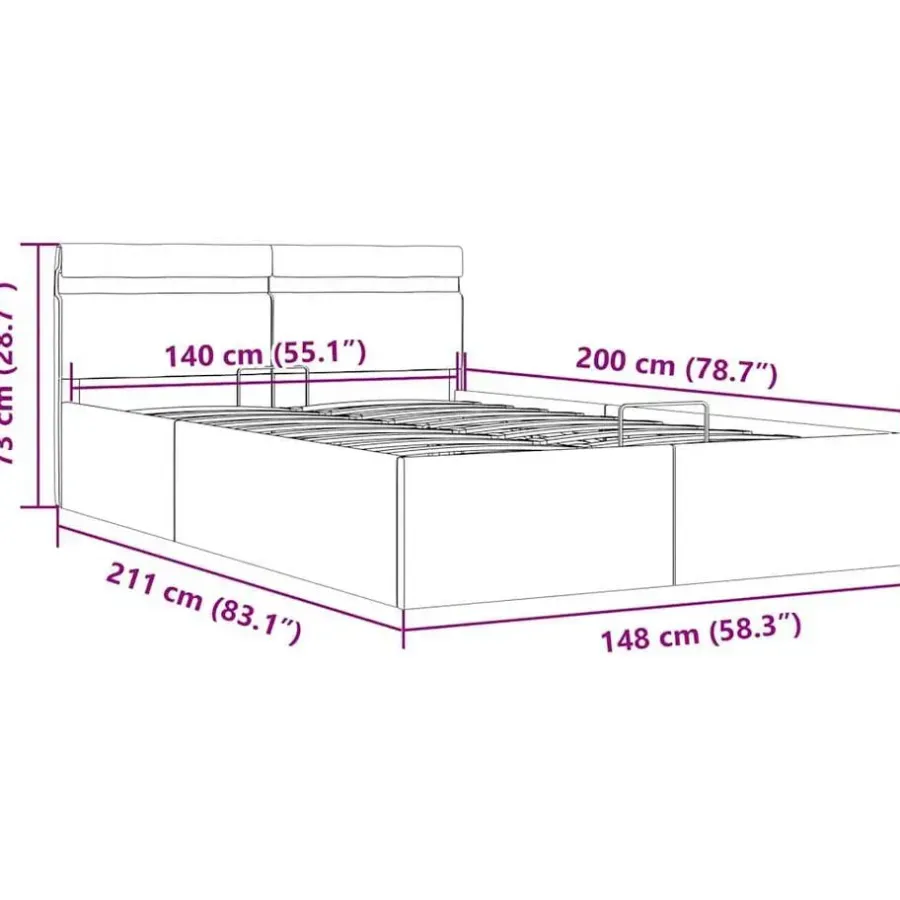 vidaXL - Bed met opbergruimte en LED - Donkergrijs - Stof - 140x200 cm