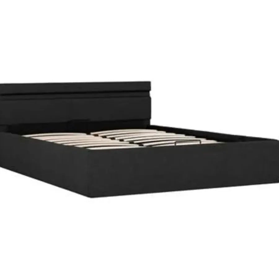 vidaXL - Bed met opbergruimte en LED - Donkergrijs - Stof - 140x200 cm