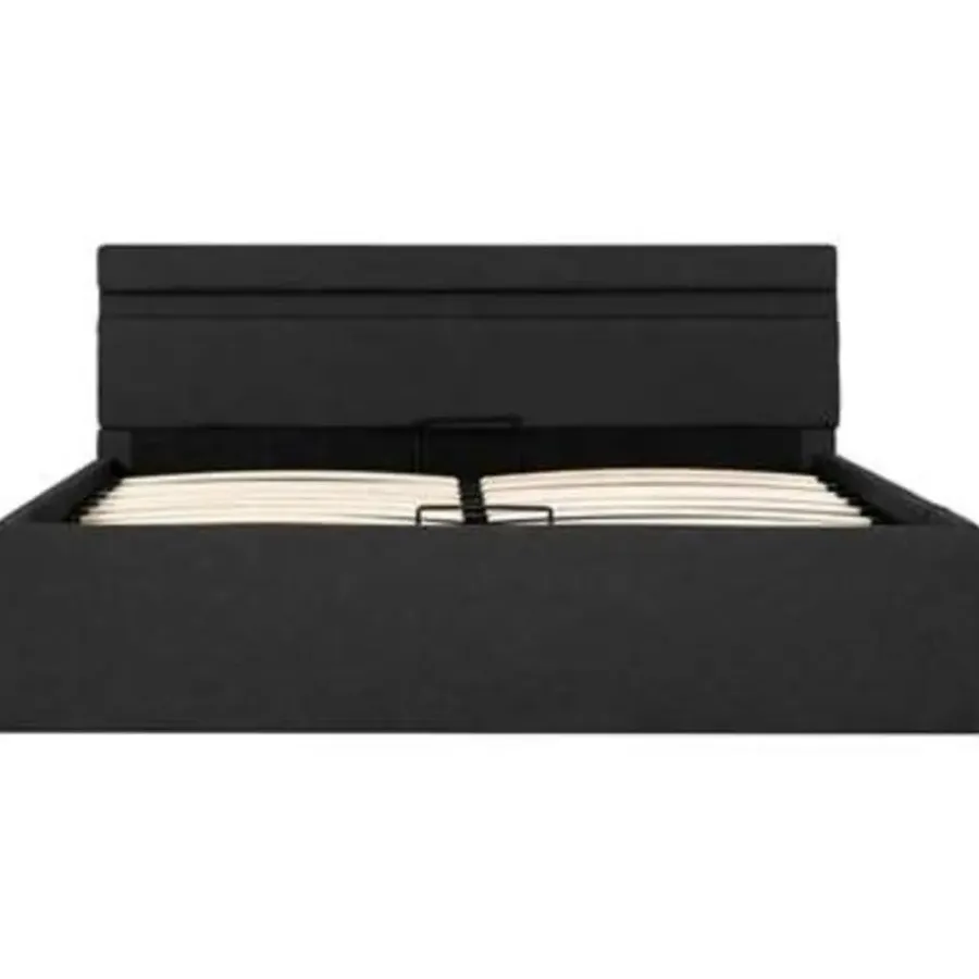 vidaXL - Bed met opbergruimte en LED - Donkergrijs - Stof - 140x200 cm