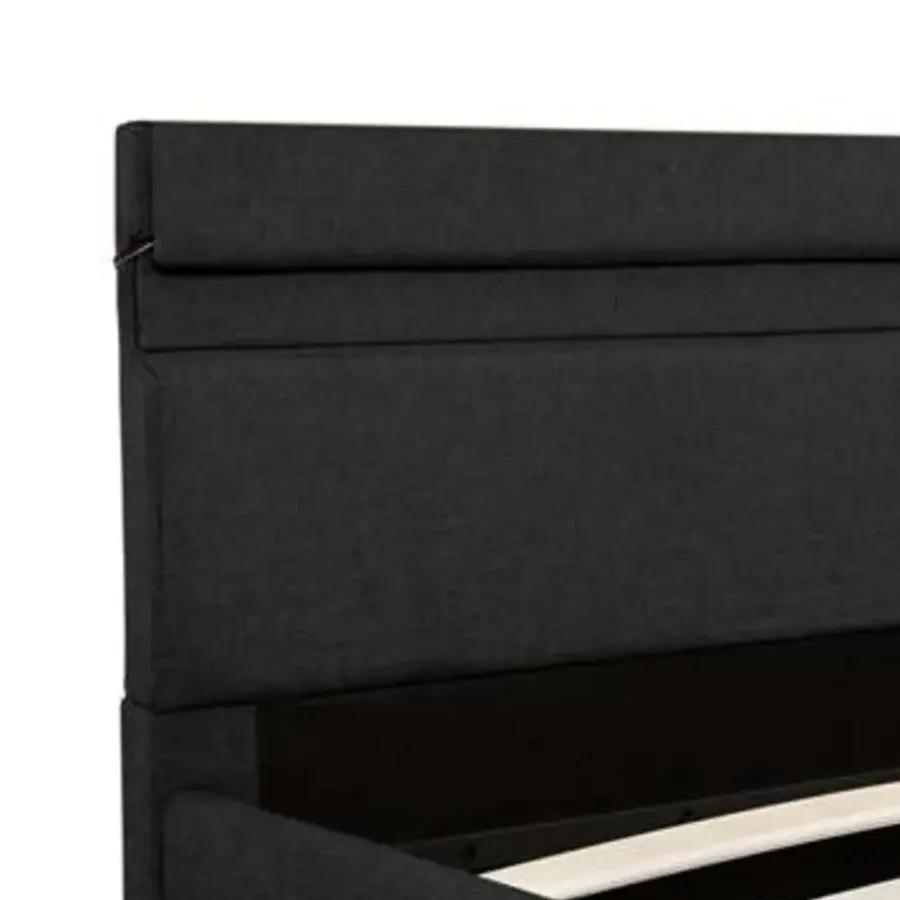 vidaXL - Bed met opbergruimte en LED - Donkergrijs - Stof - 140x200 cm
