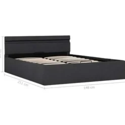 vidaXL - Bed met opbergruimte en LED - Donkergrijs - Stof - 140x200 cm