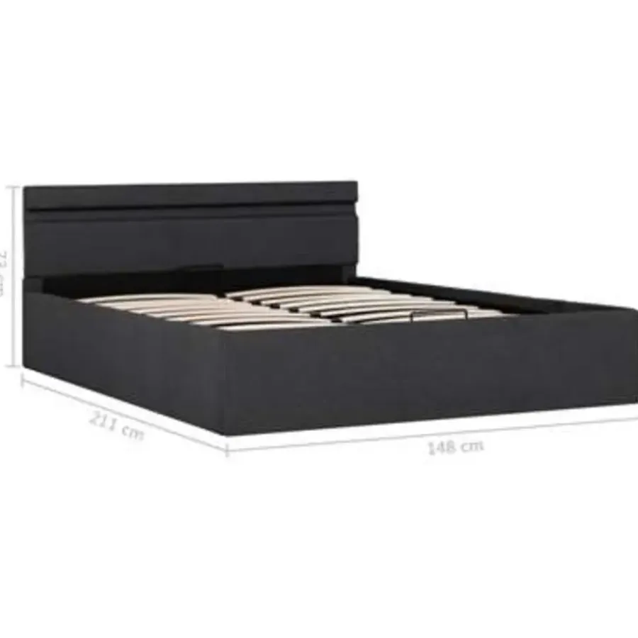 vidaXL - Bed met opbergruimte en LED - Donkergrijs - Stof - 140x200 cm