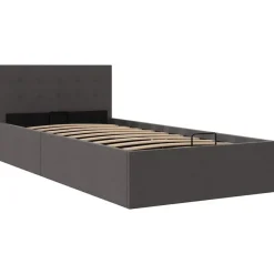vidaXL - Bed met opbergruimte - Hydraulische - Donkergrijs - Stof - 100x200 cm