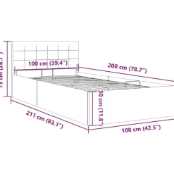 vidaXL - Bed met opbergruimte - Hydraulische - Donkergrijs - Stof - 100x200 cm