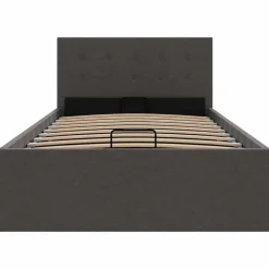 vidaXL - Bed met opbergruimte - Hydraulische - Donkergrijs - Stof - 100x200 cm