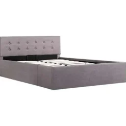 vidaXL - Bed met opbergruimte - Hydraulische - Taupe - Stof - 120x200 cm