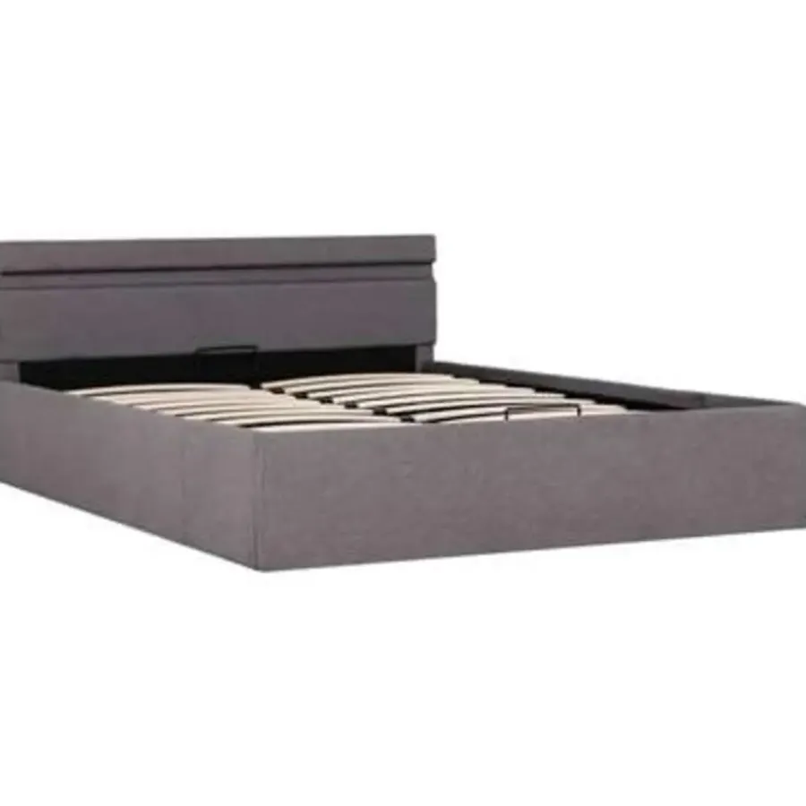 vidaXL - Bed met opbergruimte en LED - Hydraulische - Taupe - Stof - 120x200 cm