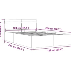 vidaXL - Bed met opbergruimte en LED - Hydraulische - Taupe - Stof - 120x200 cm