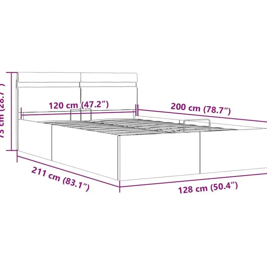 vidaXL - Bed met opbergruimte en LED - Hydraulische - Taupe - Stof - 120x200 cm