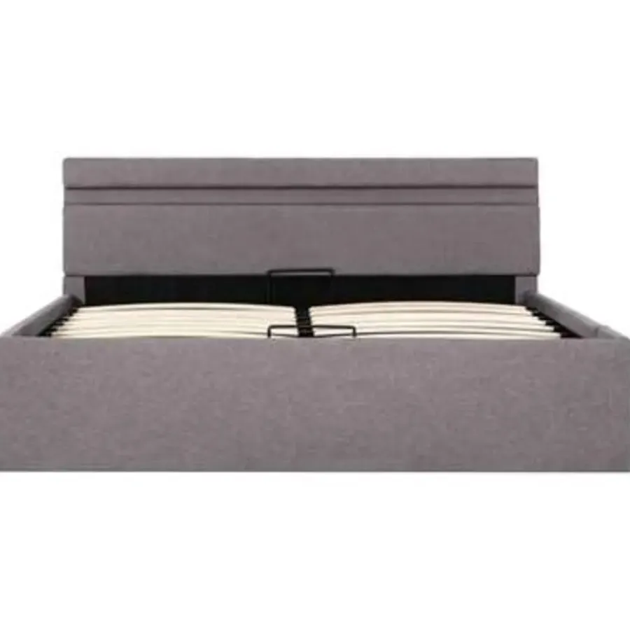 vidaXL - Bed met opbergruimte en LED - Hydraulische - Taupe - Stof - 120x200 cm
