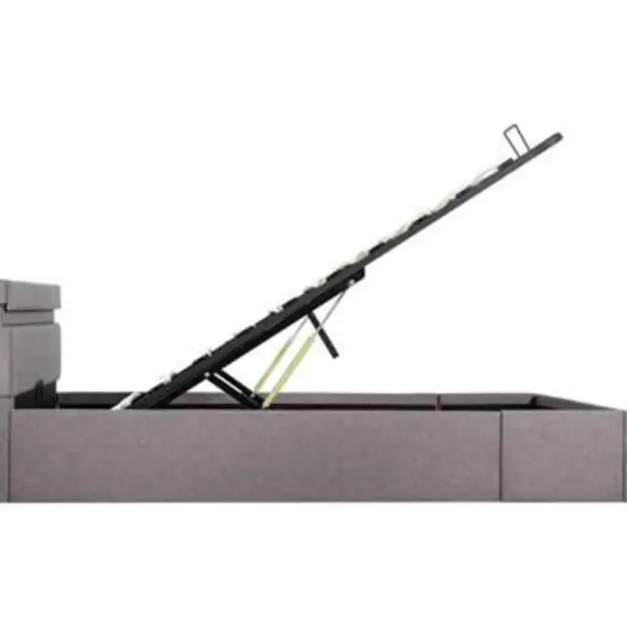vidaXL - Bed met opbergruimte en LED - Hydraulische - Taupe - Stof - 120x200 cm