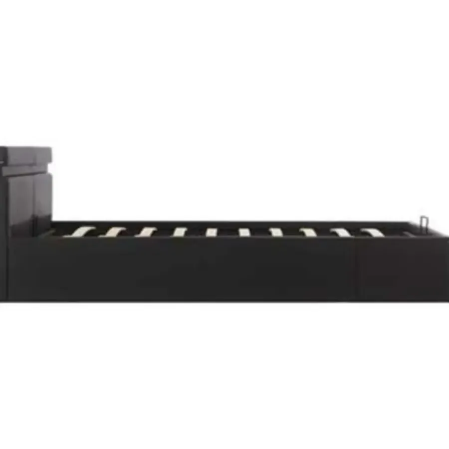 vidaXL - Bed met opbergruimte en LED - Zwart - Kunstleer - 160x200 cm