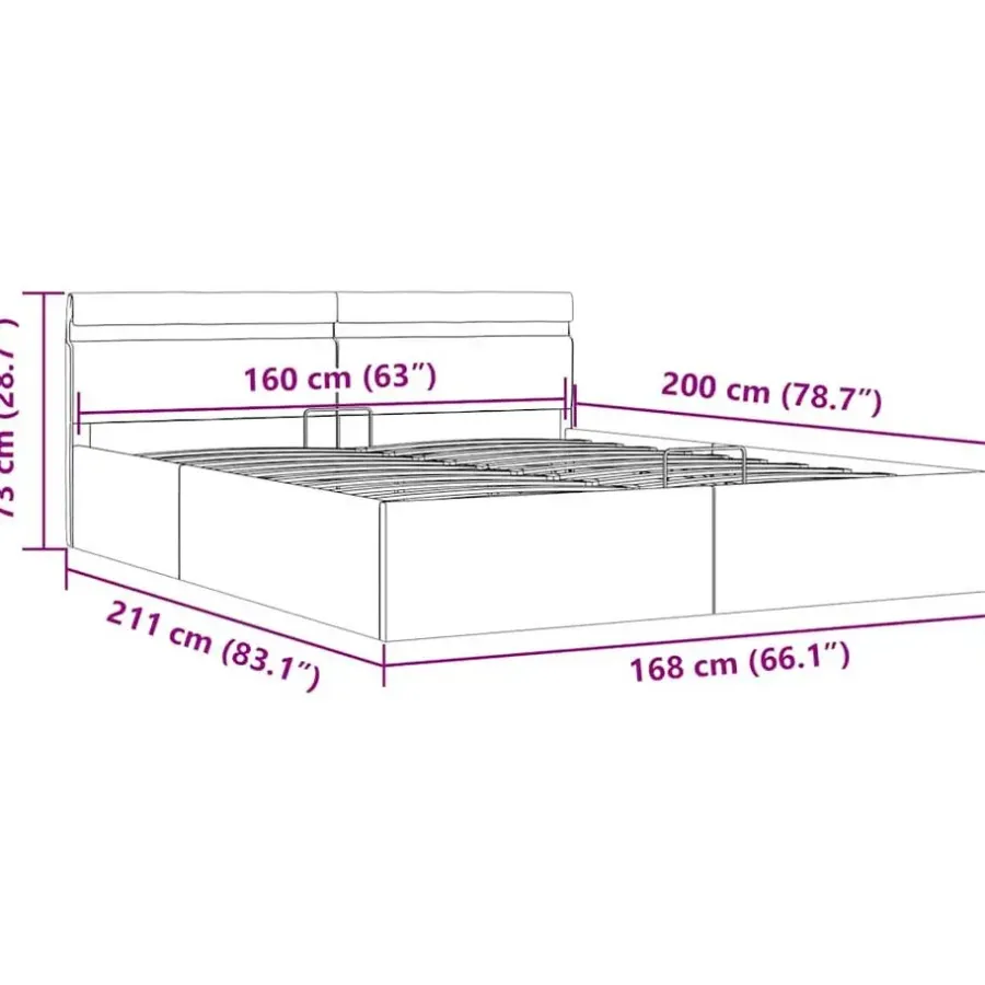 vidaXL - Bed met opbergruimte en LED - Zwart - Kunstleer - 160x200 cm