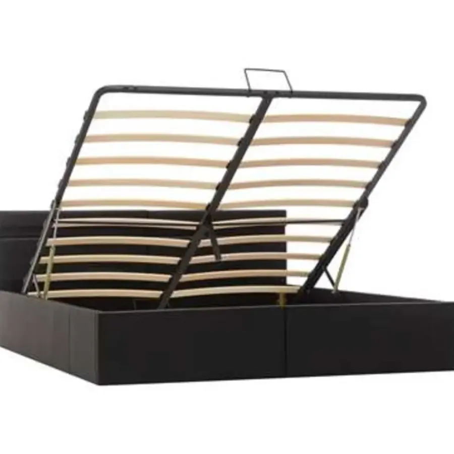 vidaXL - Bed met opbergruimte en LED - Zwart - Kunstleer - 160x200 cm