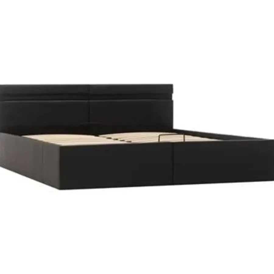 vidaXL - Bed met opbergruimte en LED - Zwart - Kunstleer - 160x200 cm