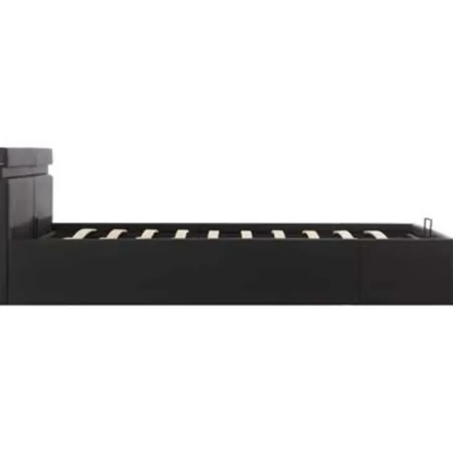 vidaXL - Bed met opbergruimte en LED - Zwart - Kunstleer - 160x200 cm