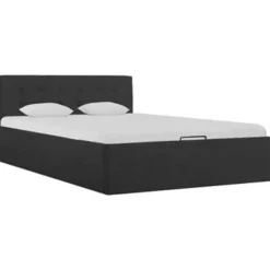 Twijfelaars-vidaXL - Bed met opbergruimte - Hydraulische - Donkergrijs - Stof - 120x200 cm