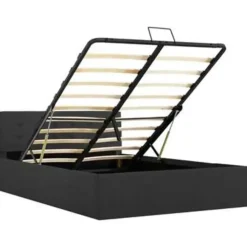 Twijfelaars-vidaXL - Bed met opbergruimte - Hydraulische - Donkergrijs - Stof - 120x200 cm