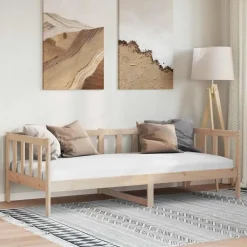 1-Persoons Bedden-vidaXL - Bedbank - Naturel - Grenenhout - 90x200 cm