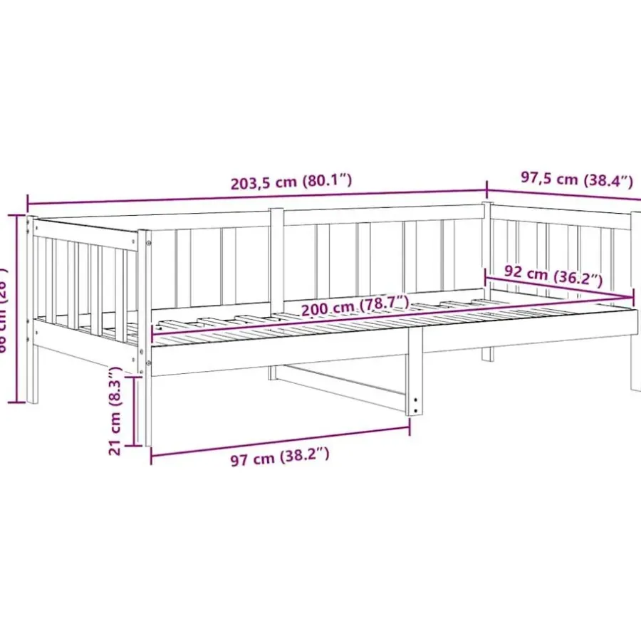 1-Persoons Bedden-vidaXL - Bedbank - Naturel - Grenenhout - 90x200 cm