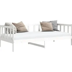 1-Persoons Bedden-vidaXL - Bedbank - Wit - Massief grenenhout - 90x200 cm