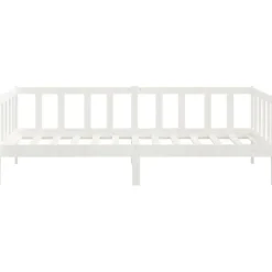 1-Persoons Bedden-vidaXL - Bedbank - Wit - Massief grenenhout - 90x200 cm