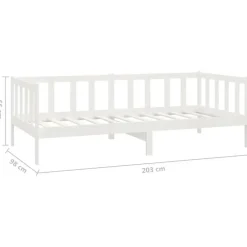 1-Persoons Bedden-vidaXL - Bedbank - Wit - Massief grenenhout - 90x200 cm