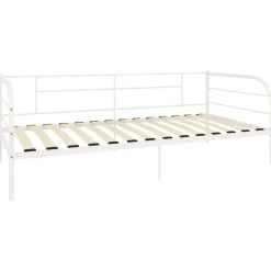 1-Persoons Bedden-vidaXL - Bedbank - Wit - Metaal - 90x200 cm
