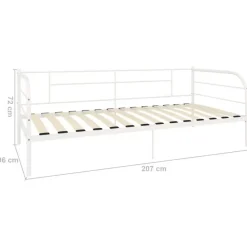 1-Persoons Bedden-vidaXL - Bedbank - Wit - Metaal - 90x200 cm