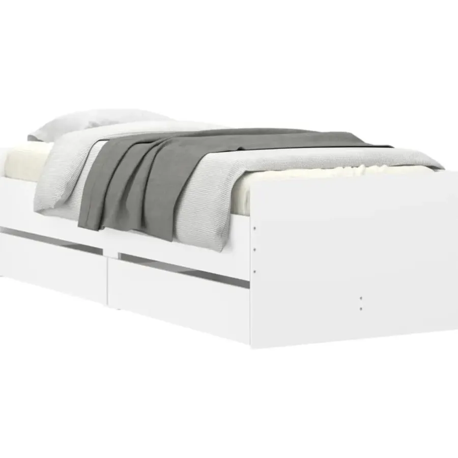 vidaXL - Bedframe met lades - Wit - Bewerkt hout - 90 x 190 cm