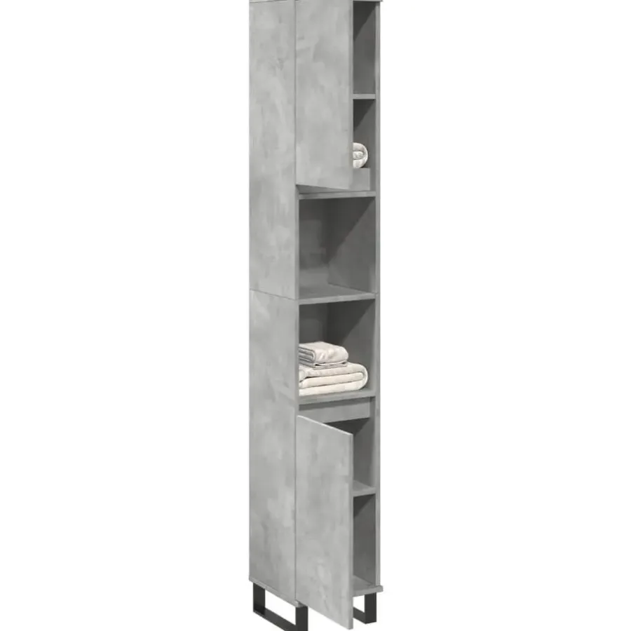vidaXL - Betongrijs Kolomkast met 2 deuren 2 vakken - Hout - 30x30x190 cm
