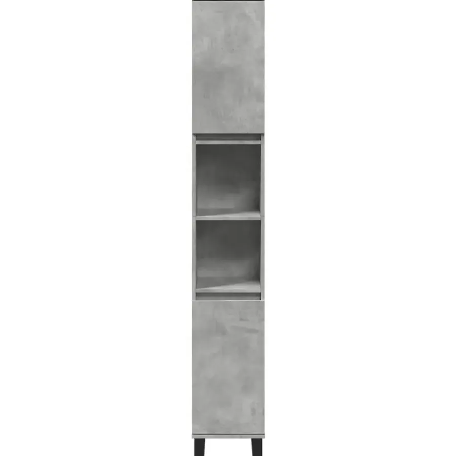 vidaXL - Betongrijs Kolomkast met 2 deuren 2 vakken - Hout - 30x30x190 cm