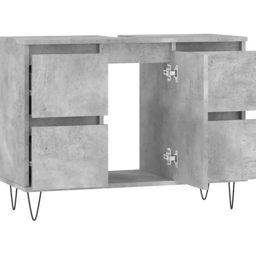 vidaXL - Betongrijs Wastafelonderkast - 1 deur 4 lades - Hout - 80x33x60 cm