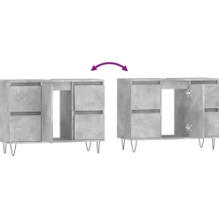 vidaXL - Betongrijs Wastafelonderkast - 1 deur 4 lades - Hout - 80x33x60 cm