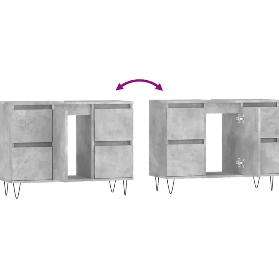 vidaXL - Betongrijs Wastafelonderkast - 1 deur 4 lades - Hout - 80x33x60 cm