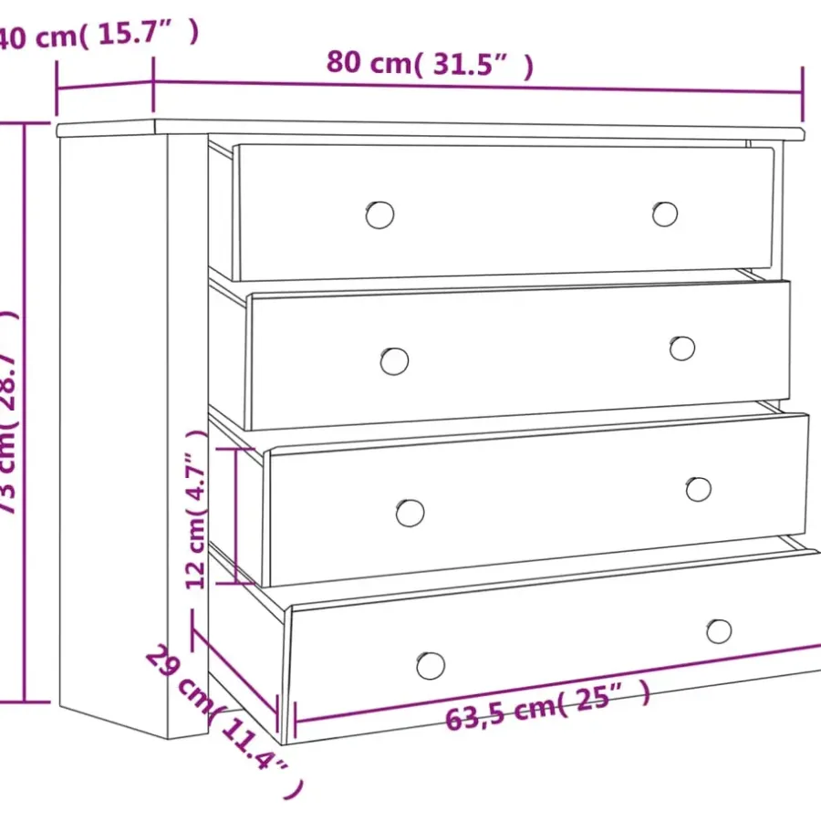 Ladekasten|Ladekasten-vidaXL - Bijzetkast - Bruin - Grenenhout