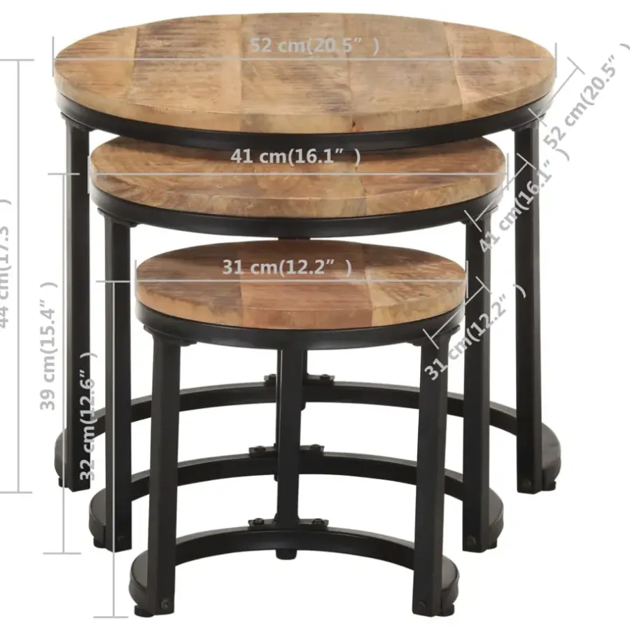 Bijzettafels-vidaXL - Bijzettafel - Bruin - Hout - 3 stuks