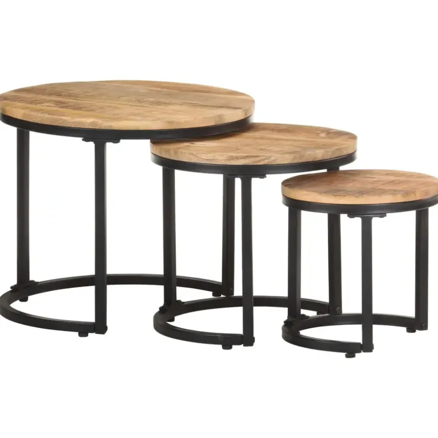 Bijzettafels-vidaXL - Bijzettafel - Bruin - Hout - 3 stuks