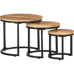 Bijzettafels-vidaXL - Bijzettafel - Bruin - Hout - 3 stuks