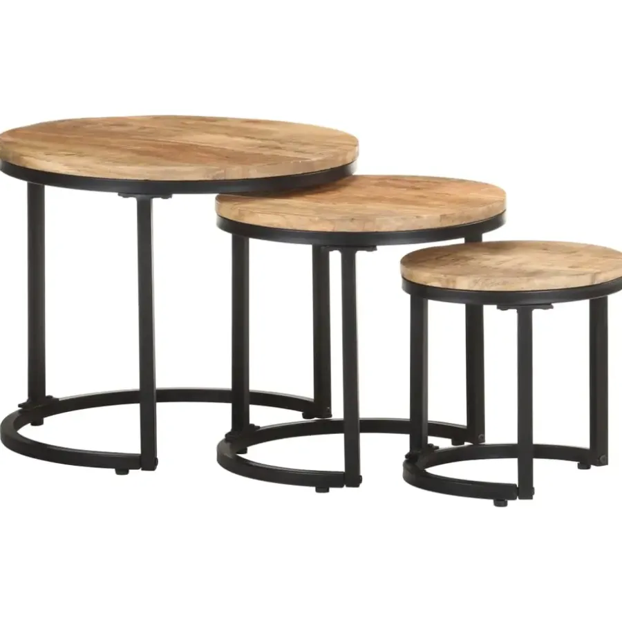 Bijzettafels-vidaXL - Bijzettafel - Bruin - Hout - 3 stuks