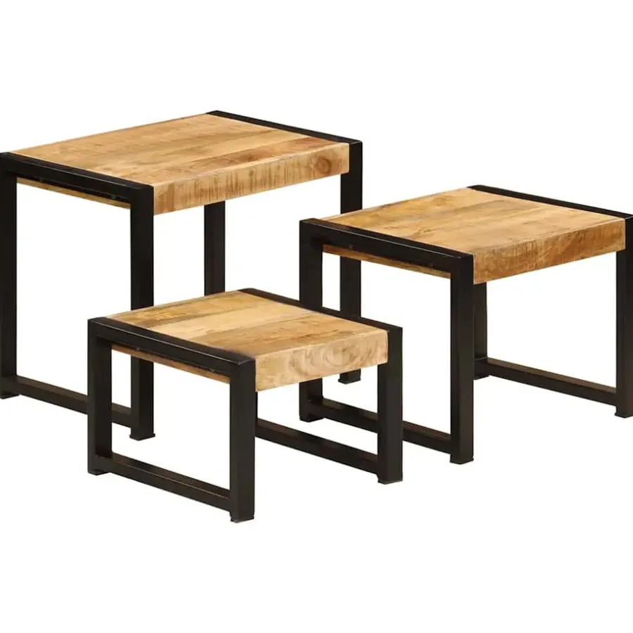 vidaXL - Bijzettafel - Bruin - Hout - 3 stuks