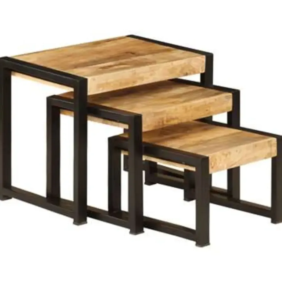 vidaXL - Bijzettafel - Bruin - Hout - 3 stuks