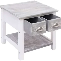 Bijzettafels-vidaXL - Bijzettafel - Grijs - Hout