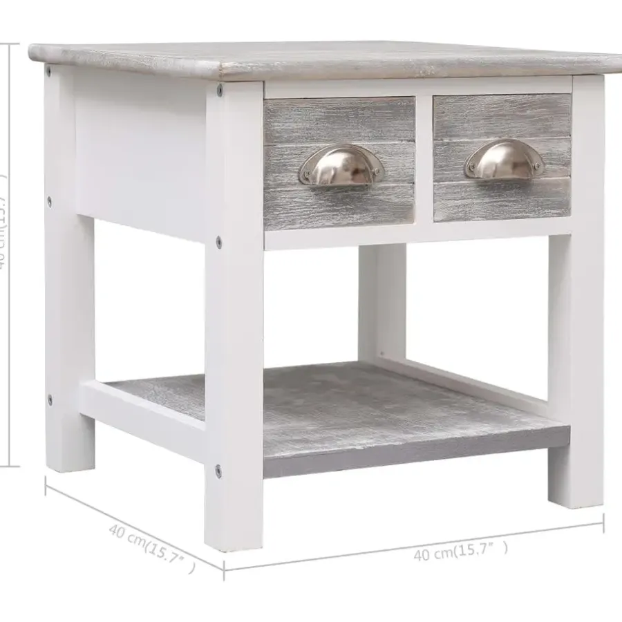 Bijzettafels-vidaXL - Bijzettafel - Grijs - Hout