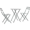 Bistro- & Balkonsets-vidaXL - Bistroset - Grijs - Staal - 3 stuks