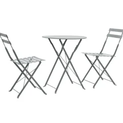 Bistro- & Balkonsets-vidaXL - Bistroset - Grijs - Staal - 3 stuks