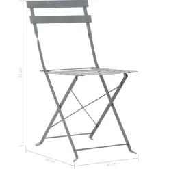 Bistro- & Balkonsets-vidaXL - Bistroset - Grijs - Staal - 3 stuks