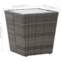 Bistro- & Balkonsets-vidaXL - Bistroset - Grijs - Poly rattan en gehard glas - 3 stuks